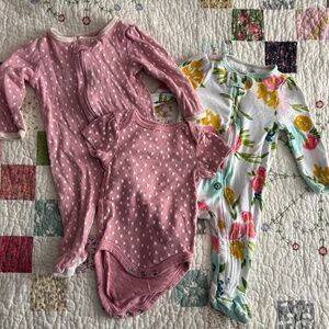 Cloud Island 0-3 month bundle with sleepers and short sleeve onsie